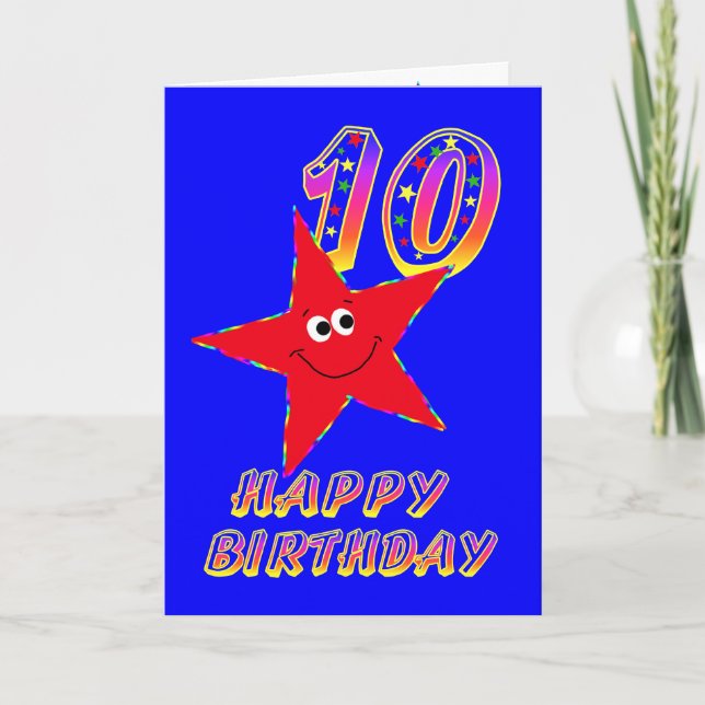 Red Star Bonne 10e carte d'anniversaire (Devant)