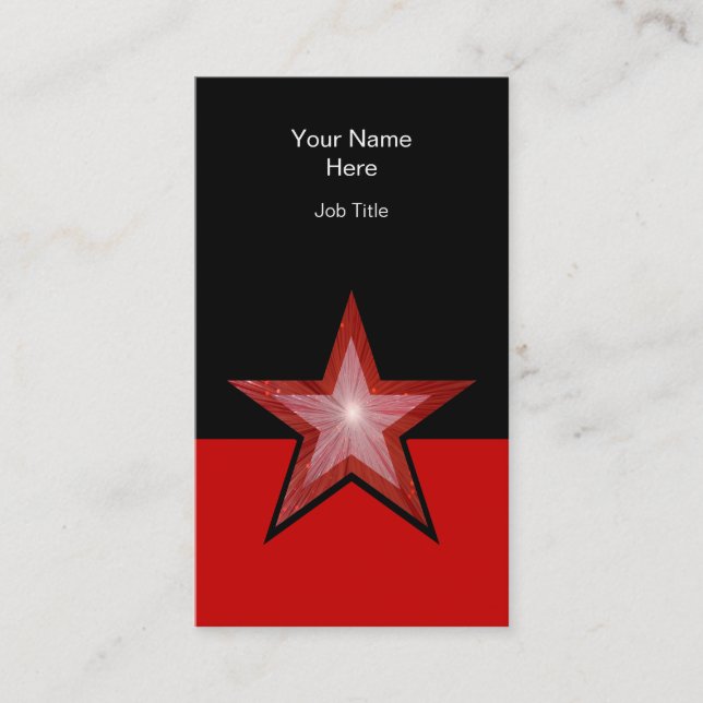 Red Star carte de visite rouge noir vertical (Devant)