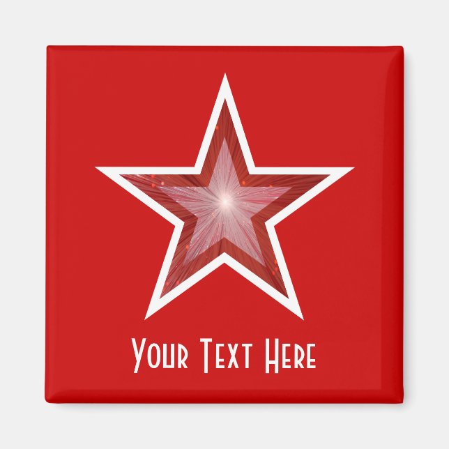 Red Star frigo 'Your Text' aimant carré rouge (Devant)