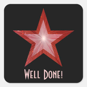 Red Star 'Well Done' autocollant carré noir