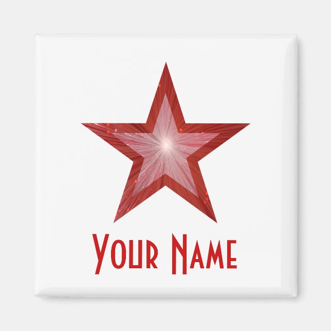 Red Star 'Your Name' frigo aimant carré blanc (Devant)