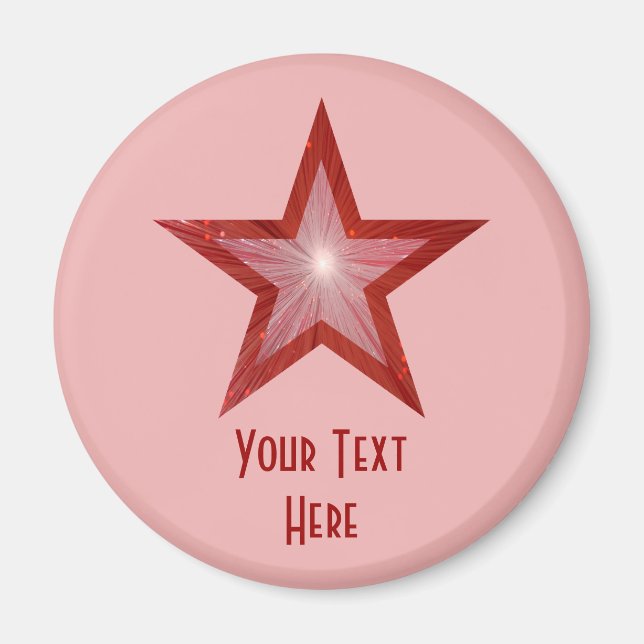 Red Star 'Your Text' frigo aimant rose (Devant)