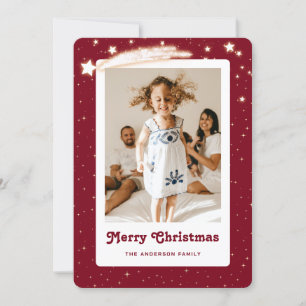 Red Starry Photo Joyeuse carte de Noël