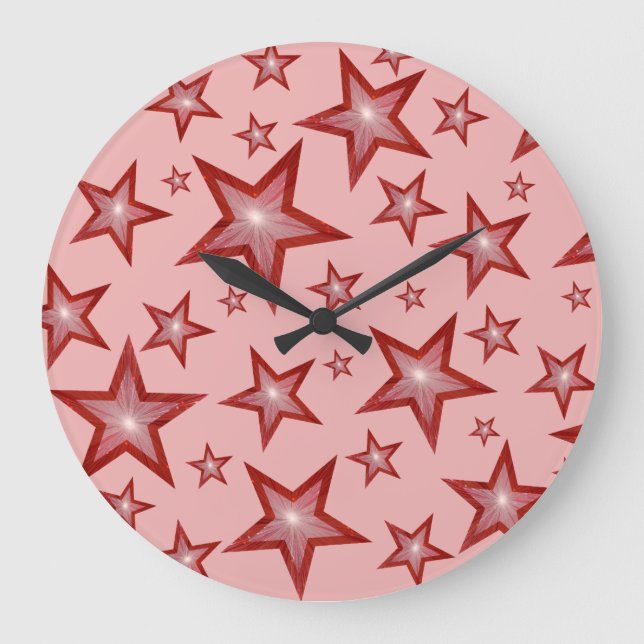 Red Stars horloge ronde rose pâle (Recto)