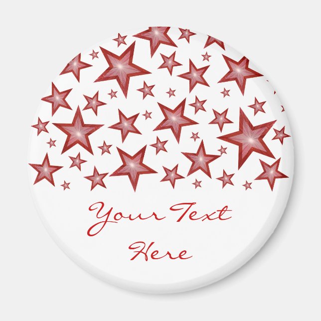 Red Stars 'Your Text' frigo aimant blanc (Devant)