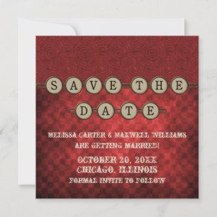 Red Steampunk Keys Save the Date Invitation