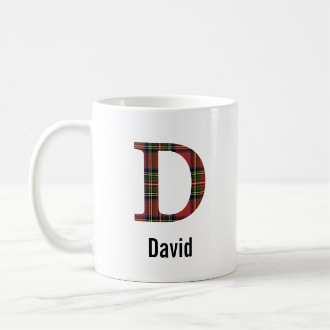 Red Stewart A Plaid Monogram D Mug (Gauche)
