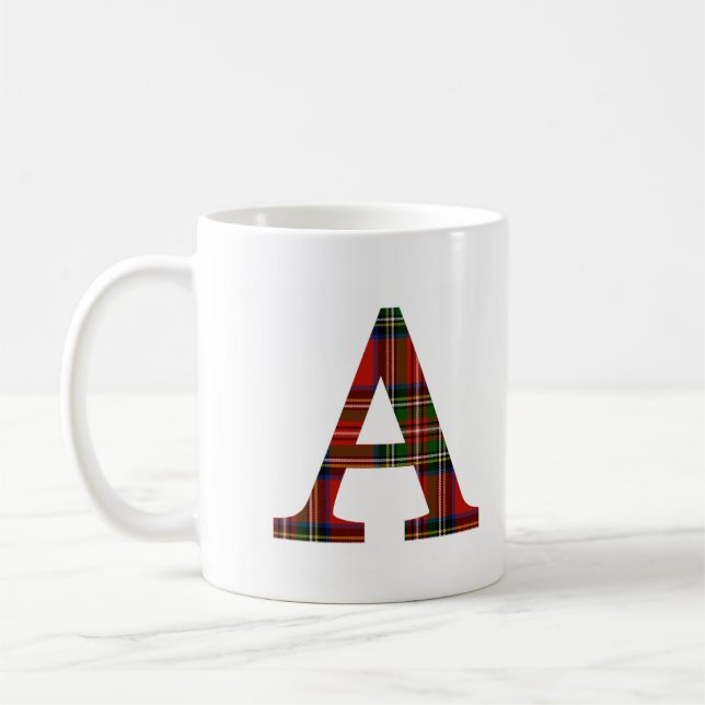 Red Stewart A Plaid Monogramme A Mug (Gauche)