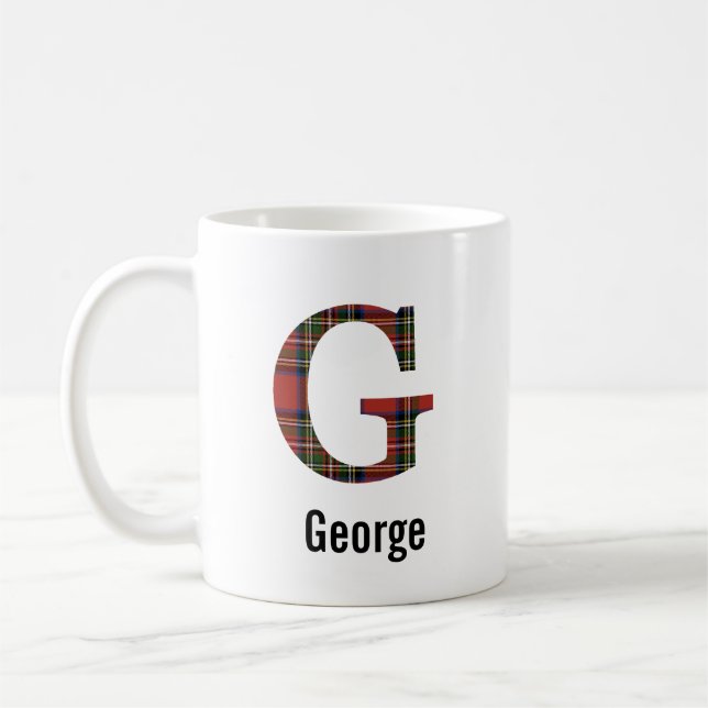 Red Stewart Plaid Monogram G Mug (Gauche)