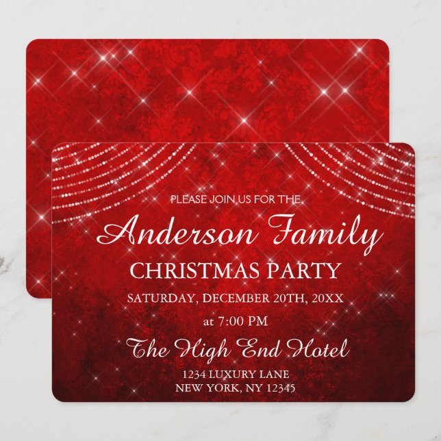Red String Light Invitation annuelle de Noël (Devant / Derrière)