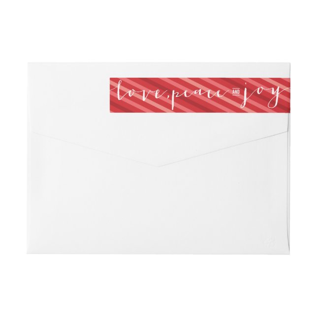 Red Stripes Aimer Paix Joie Étiquette de adresse d (Dos)