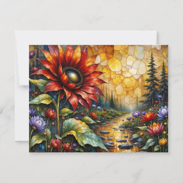 Red Sunflower in valley by stream (Devant)