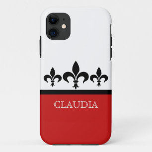 Red Swanky Fleur De Lis BT iPhone 5 Coque