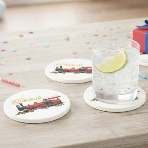 Red Train Joyeux anniversaire Dessous de verre de 