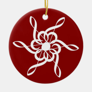 Red Treble Clef Snowflake Ornement musical