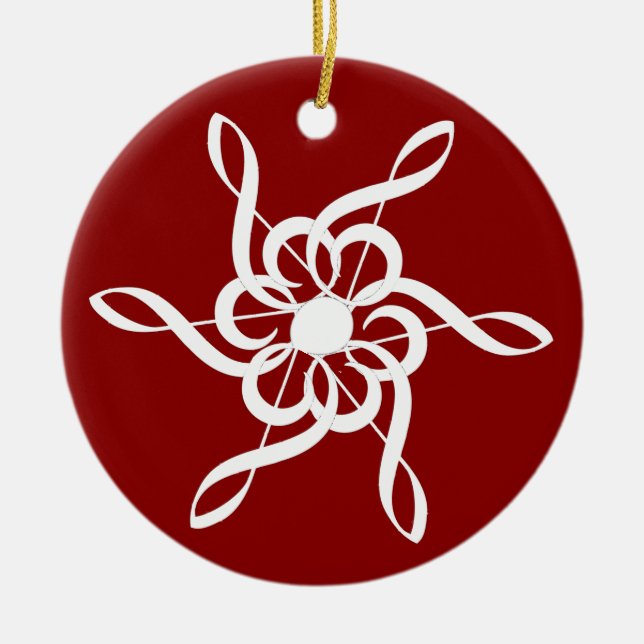 Red Treble Clef Snowflake Ornement musical (Devant)