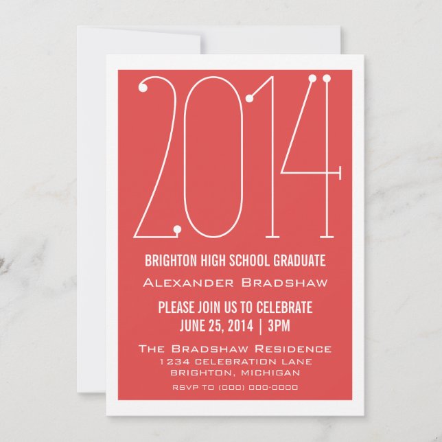Red Trendy 2014 Graduation Invitation (Devant)
