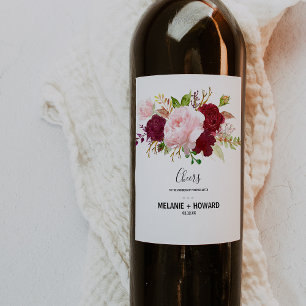 Red Tropical et romantique Mariage Étiquettes de v