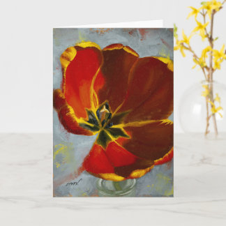 Red Tulip Blank Salutation et Carte pour notes