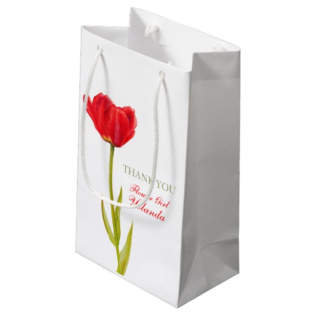 Red Tulip mariage fleur fille en faveur sac cadeau (Dos Angle)