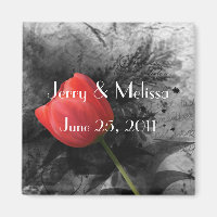 Red Tulip Wedding Favor Magnet