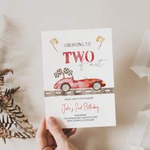 Red TWO Fast Race Car Invitation Anniversaire