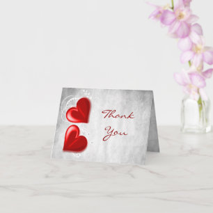Red Valentine Hearts Carte de remerciements