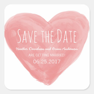 Red Watercolor Heart Enregistrer les stickers Date