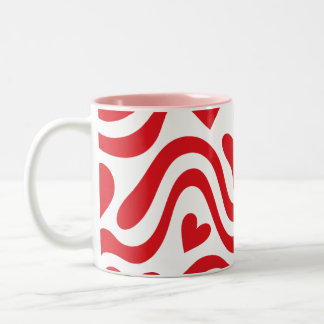 Red Wavy Heart Pattern Mug