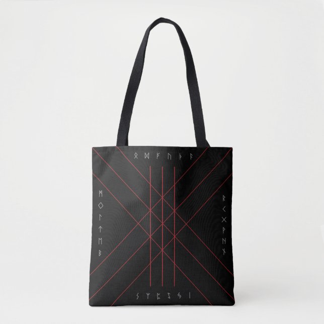 Red web of wyrd runes tote bag (Devant)