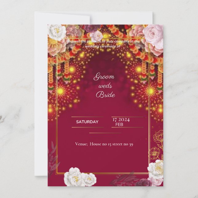 Red Wedding digital invitation e card design (Devant)