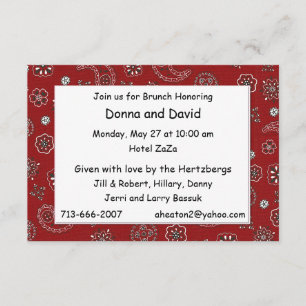 Red Western Bandana Custom Brunch Invitation 8