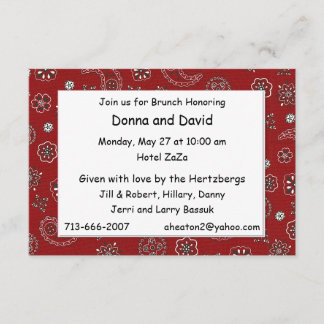 Red Western Bandana Custom Brunch Invitation 8