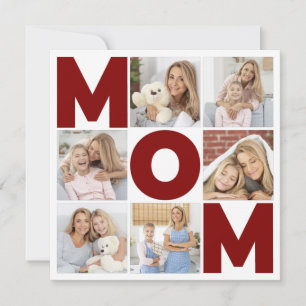 Red & White 6 Photo Collage Carte Flat Maman