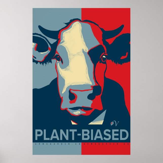 Red White and Blue Pop Art Inspired Cow Poster (Devant)