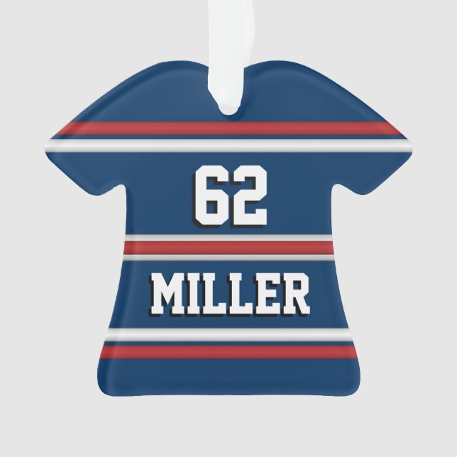 Red White and Blue Sports Jersey Nom et numéro (devant)