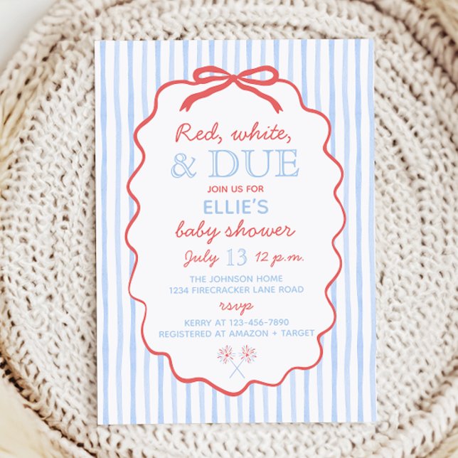 Red White and Due Baby Shower Invitation (Créateur téléchargé)