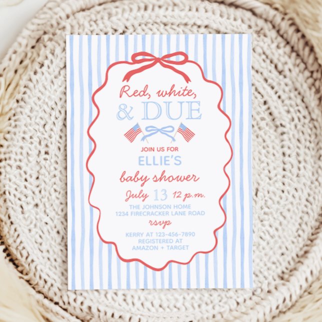 Red White and Due Baby Shower Invitation (Créateur téléchargé)
