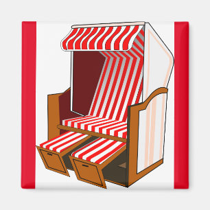 Red & White Beach Chaise Magnet