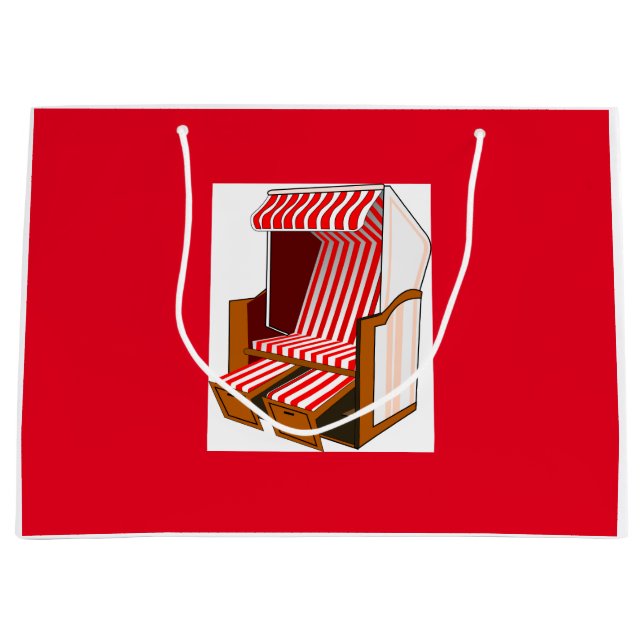 Red & White Beach Chaise Theme Party Cadeau Sac ca (Devant)