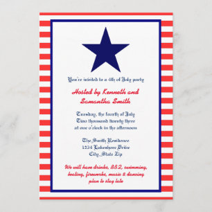 Red White & Blue Star - Invitation de la fête