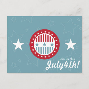 Red White & Blue Stars 4 juillet Cartes postales