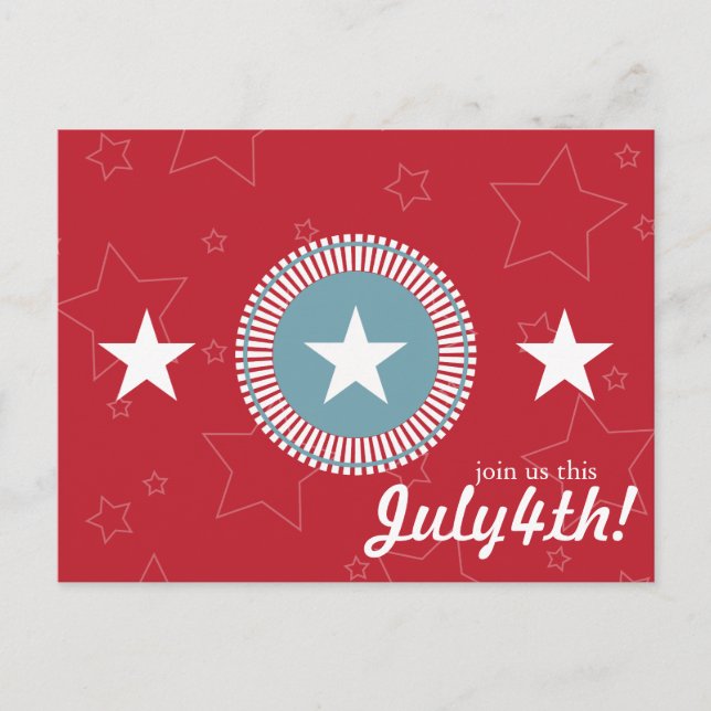 Red White & Blue Stars 4 juillet Cartes postales (Devant)