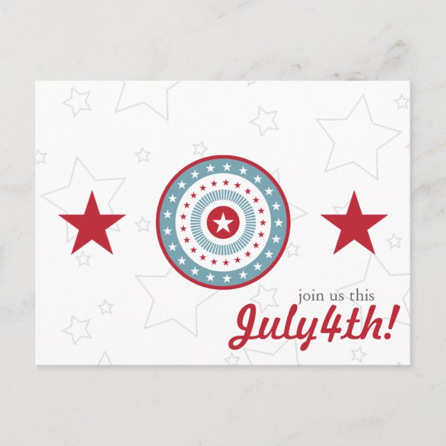 Red White & Blue Stars 4 juillet Cartes postales (Devant)