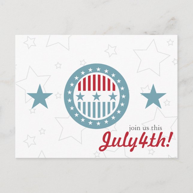Red White & Blue Stars 4 juillet Cartes postales (Devant)