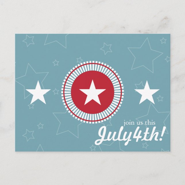 Red White & Blue Stars 4 juillet Cartes postales (Devant)