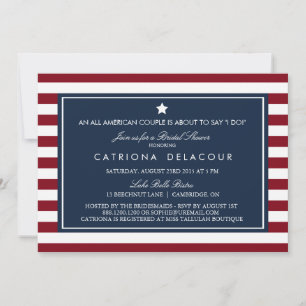 Red White & Blue Stripes Invitation de la douche n