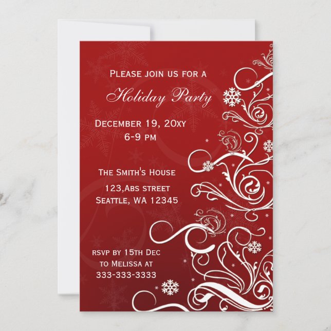 Red White Christmas Tree Fête Invitations (Devant)