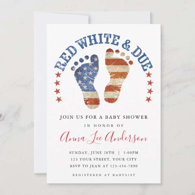 Red White & Due Baby Shower Invitation (Devant)