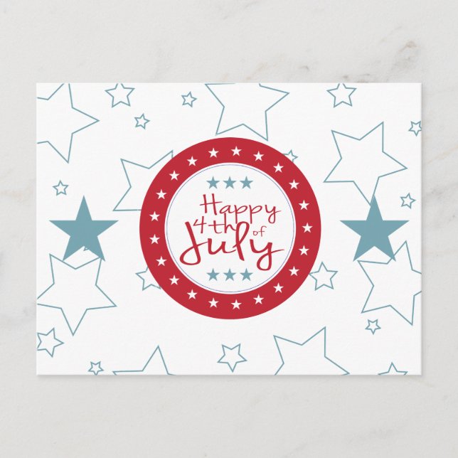 Red White et Blue Stars 4 juillet Cartes postales (Devant)
